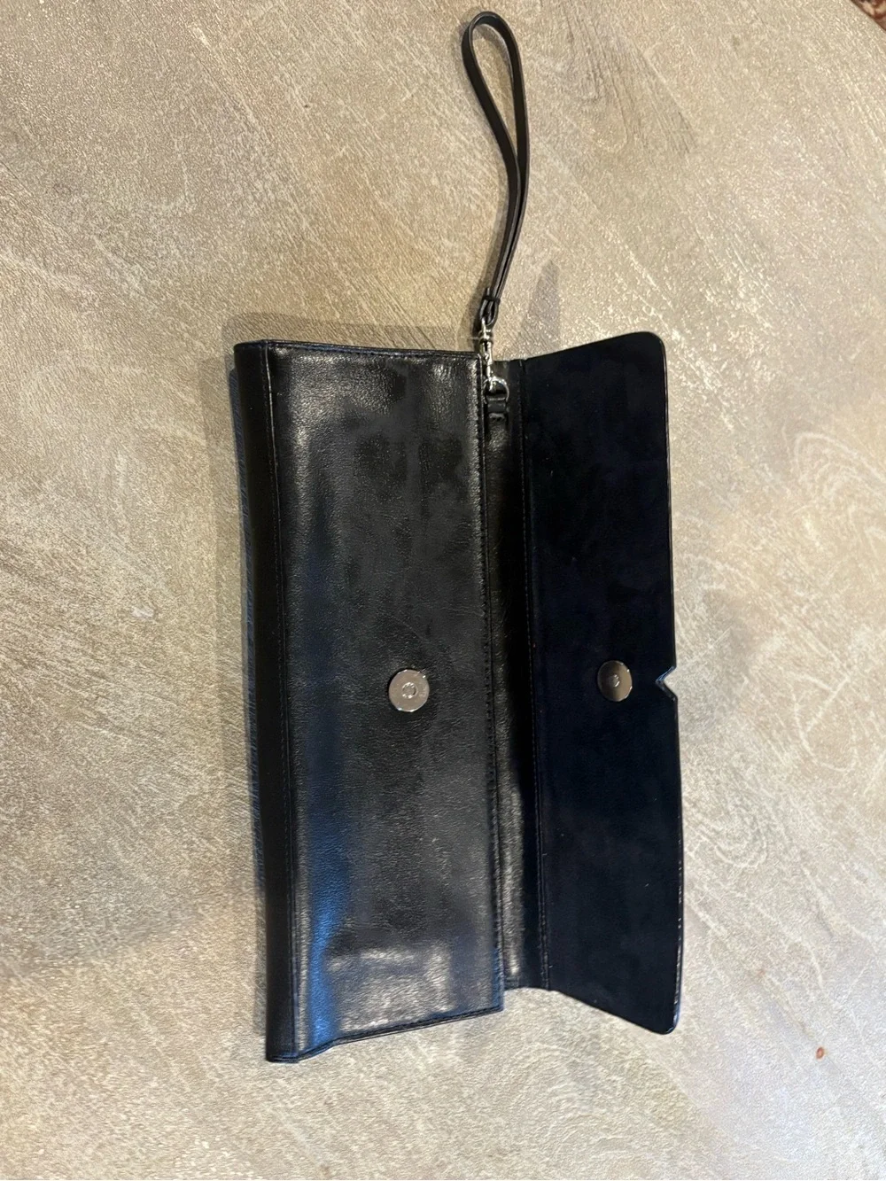 Black Leather Wristlet Clutch for Men - Sleek Travel Wallet